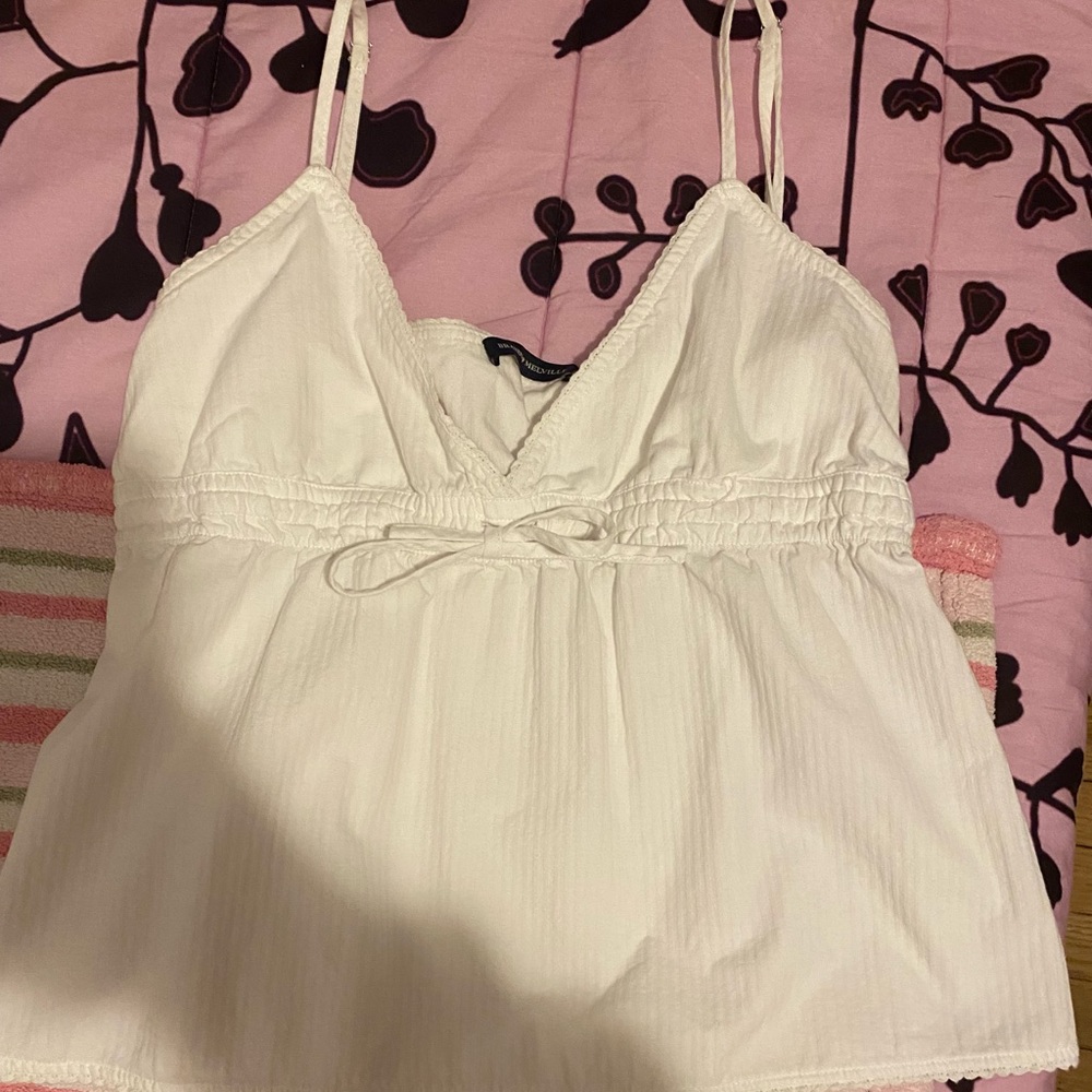 brandy melville white tie tank top